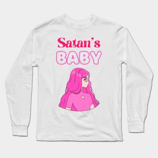 Satan's baby pastel pink background Long Sleeve T-Shirt